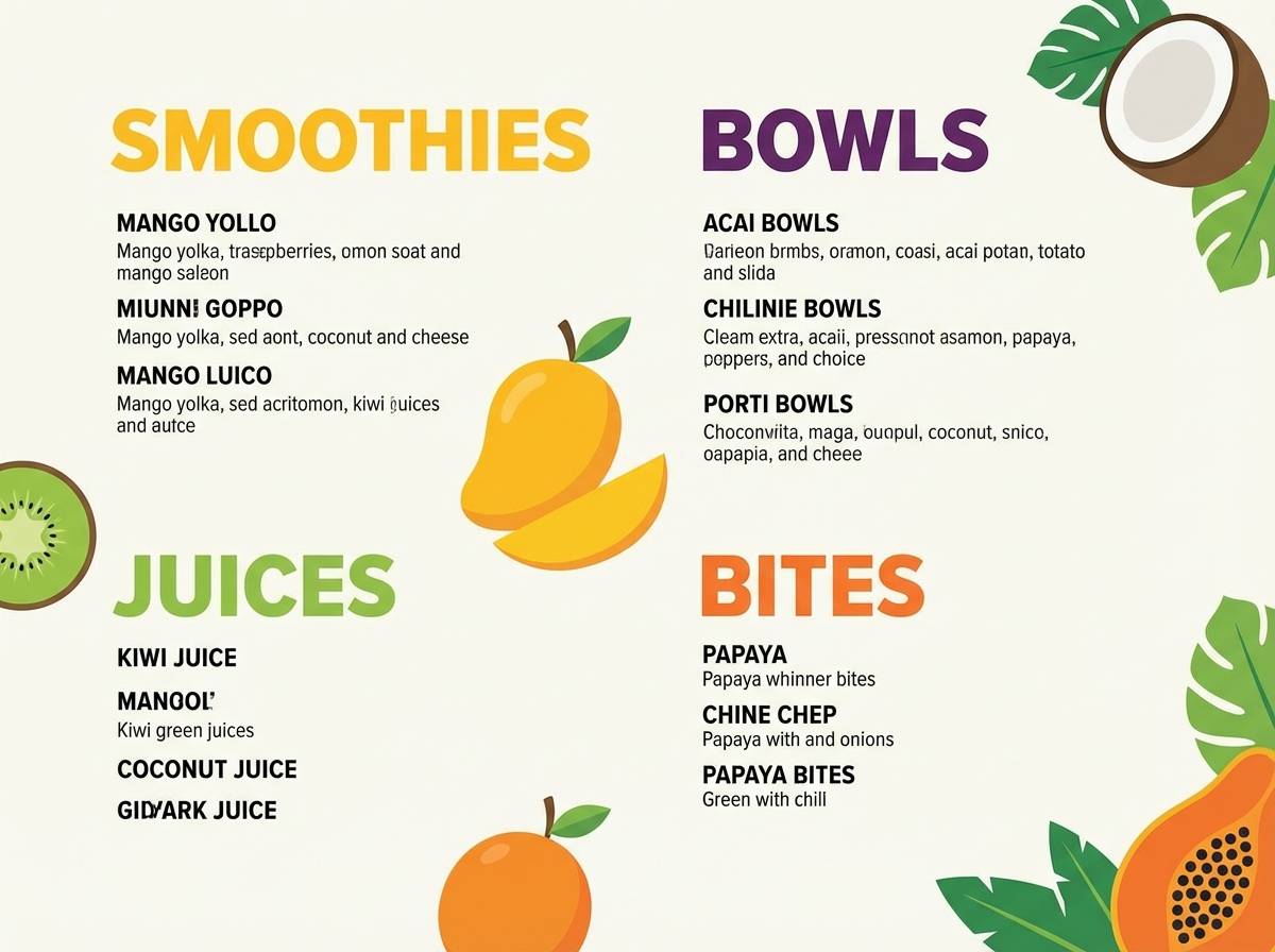 tropical smoothie menu