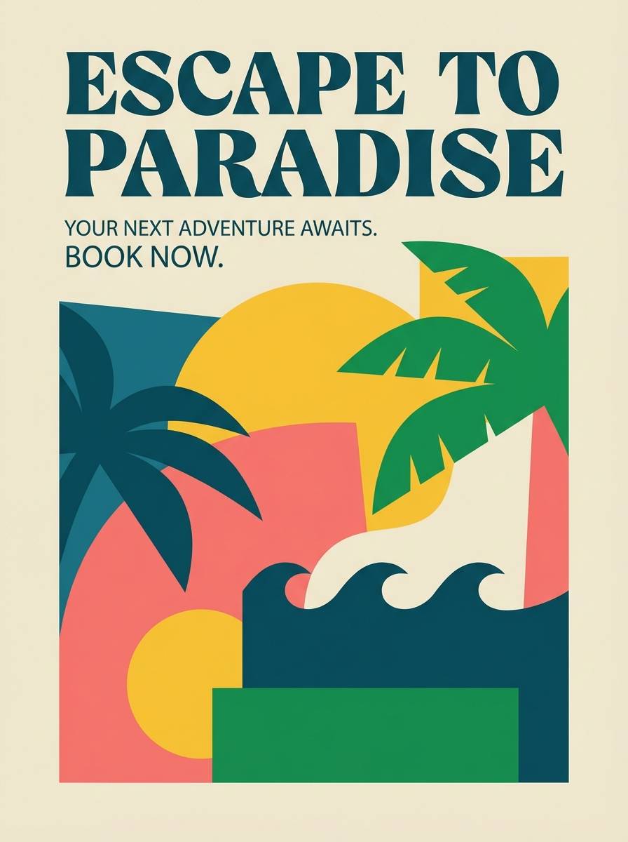 tropical travel promo poster