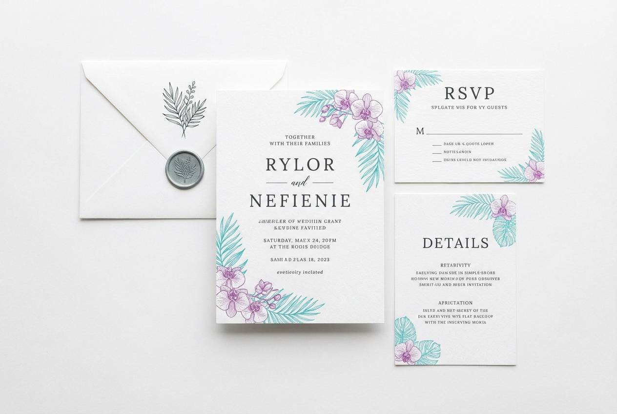 tropical wedding invitation design
