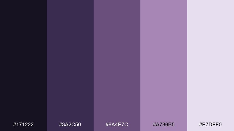 twilight lilac color palette with hex codes