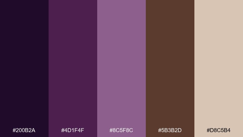 twilight raisin color palette with hex codes