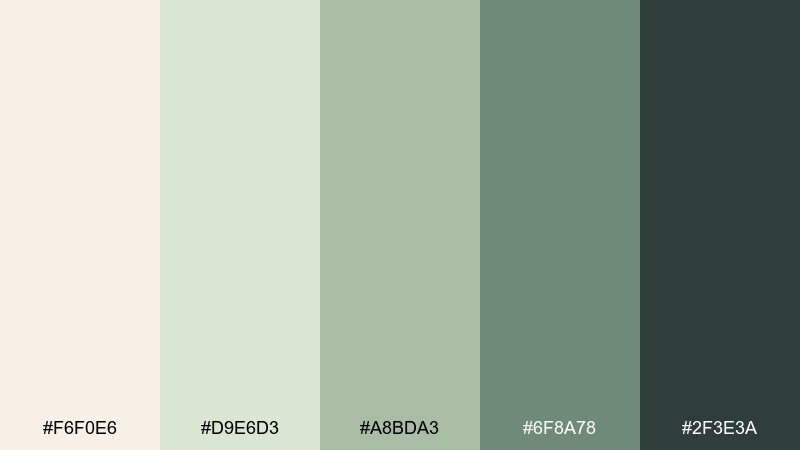 vanilla sage mist color palette with hex codes