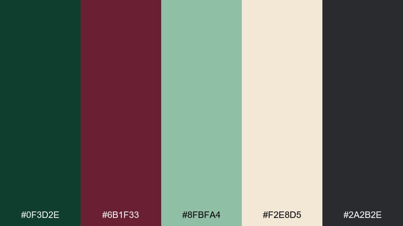 vineyard evergreen color palette with hex codes