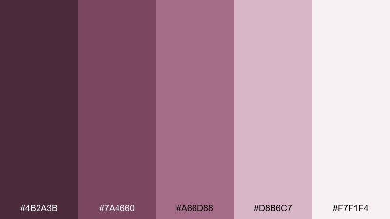 vintage mauve rose color palette with hex codes