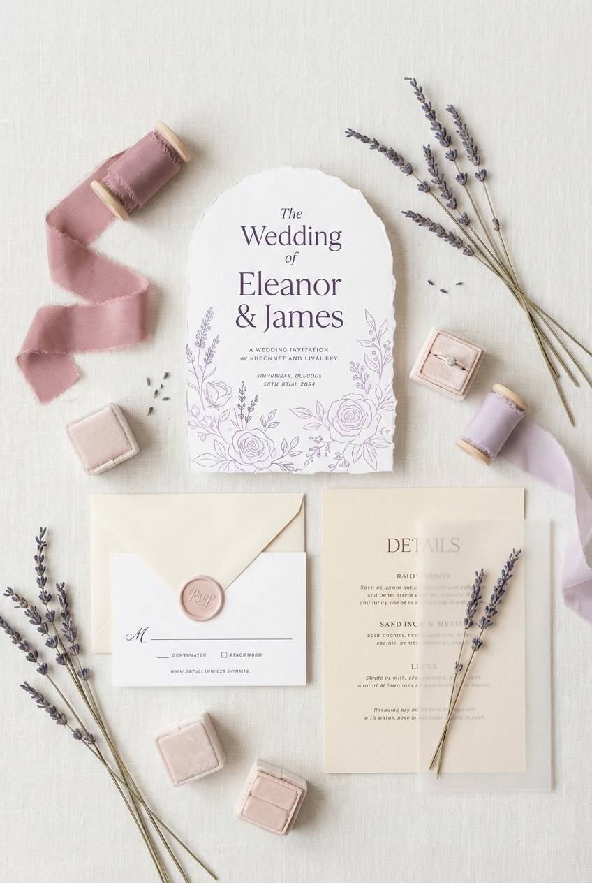 lavender blush wedding invite