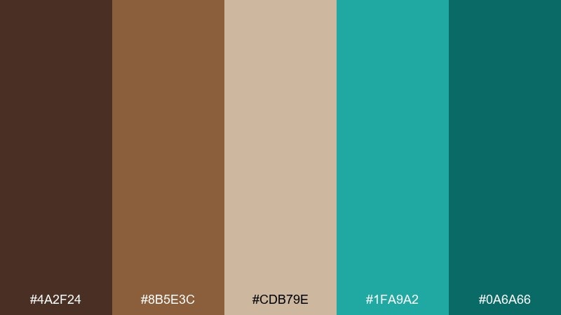 walnut tide color palette with hex codes