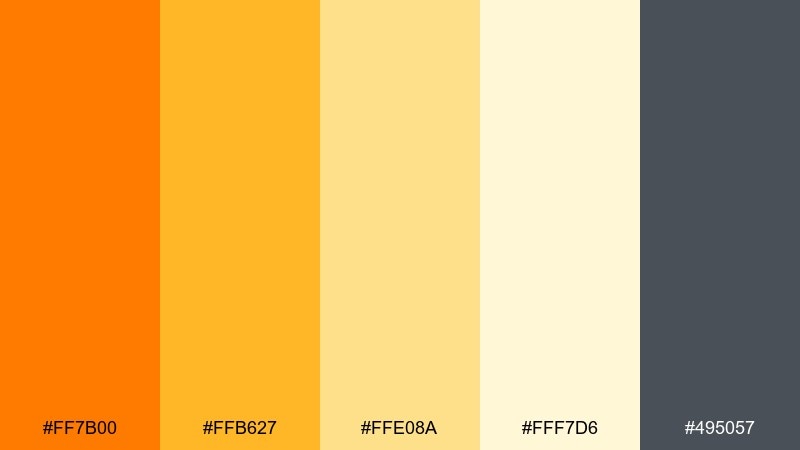 warm corn silk color palette with hex codes