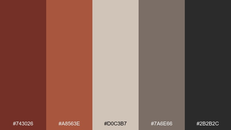 warm industrial color palette with hex codes
