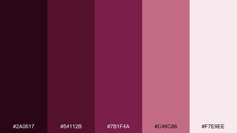 warm merlot gradient color palette with hex codes