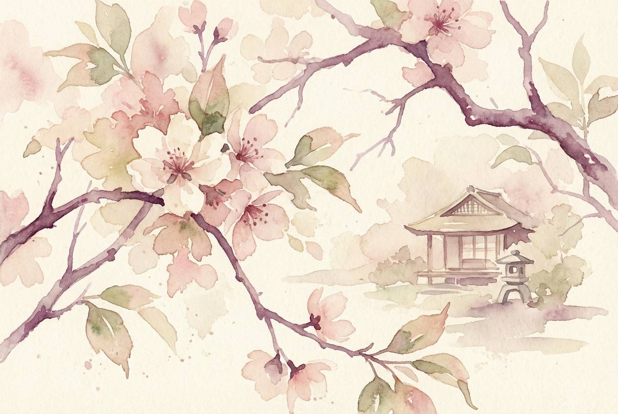 watercolor blossom branch