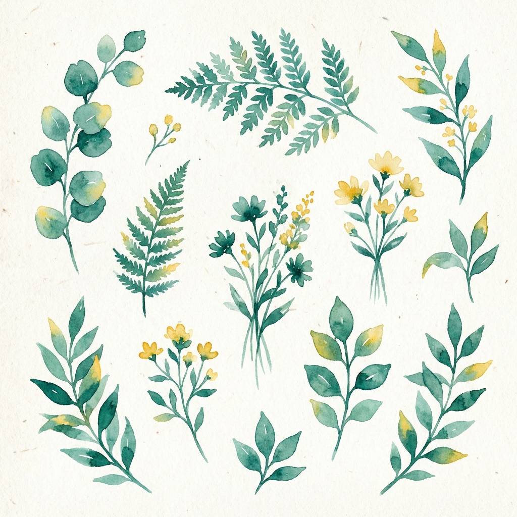 watercolor botanical set