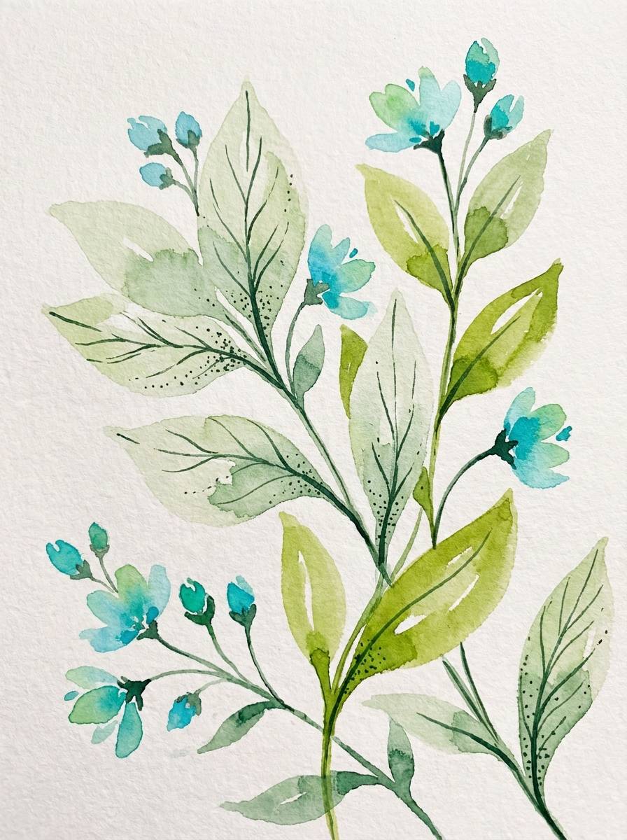 watercolor botanical spring art