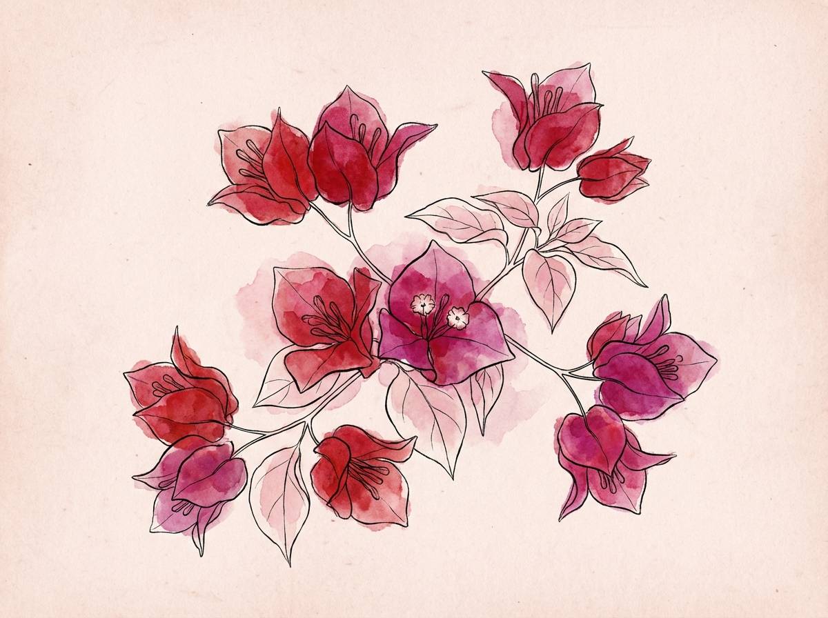 watercolor bougainvillea art