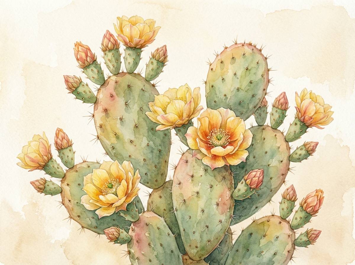 watercolor cactus bloom