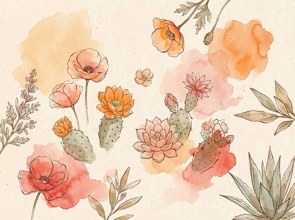 watercolor desert flowers
