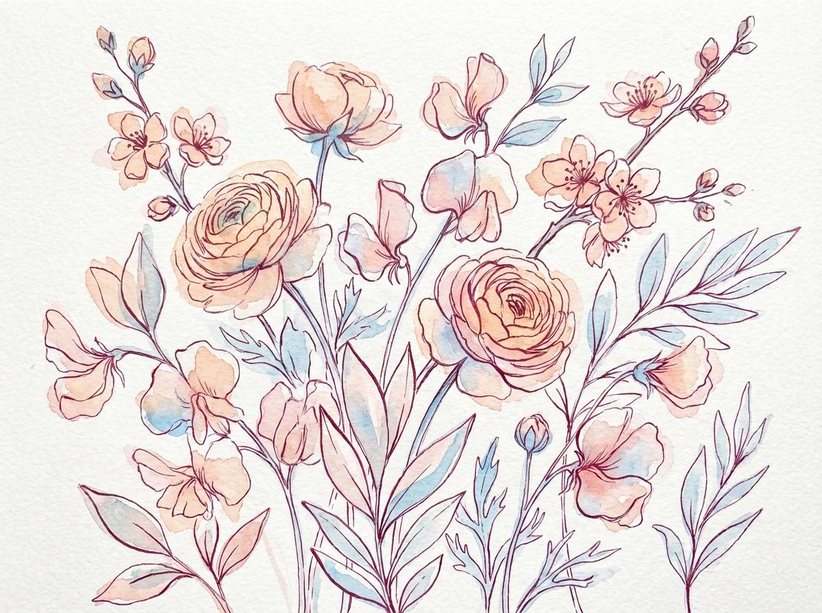 watercolor floral illustration print
