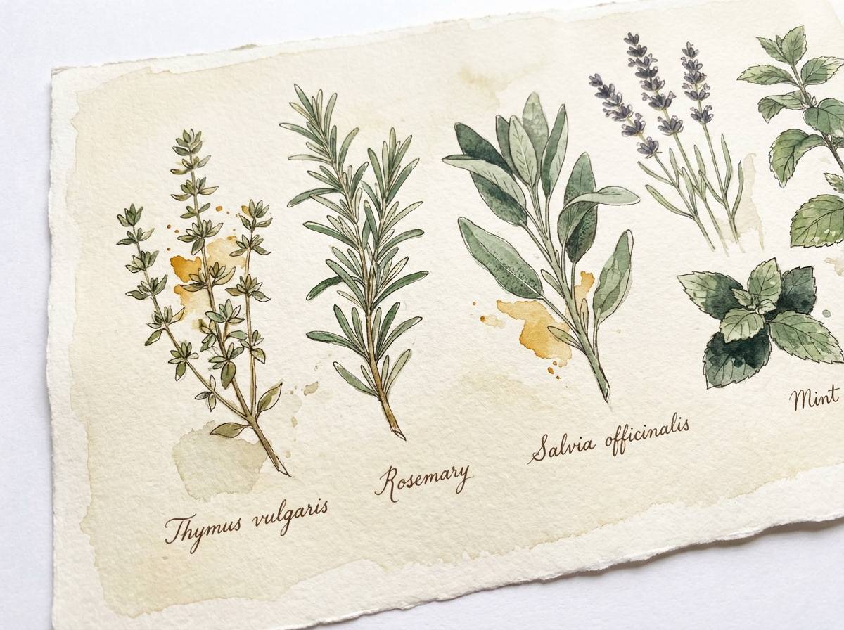 watercolor herb illustration