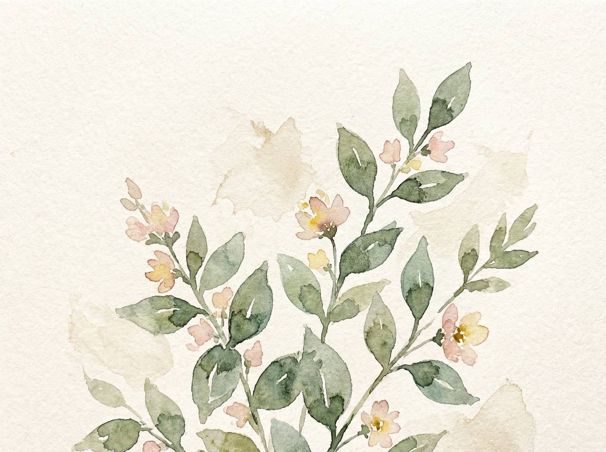 watercolor leaves spring print