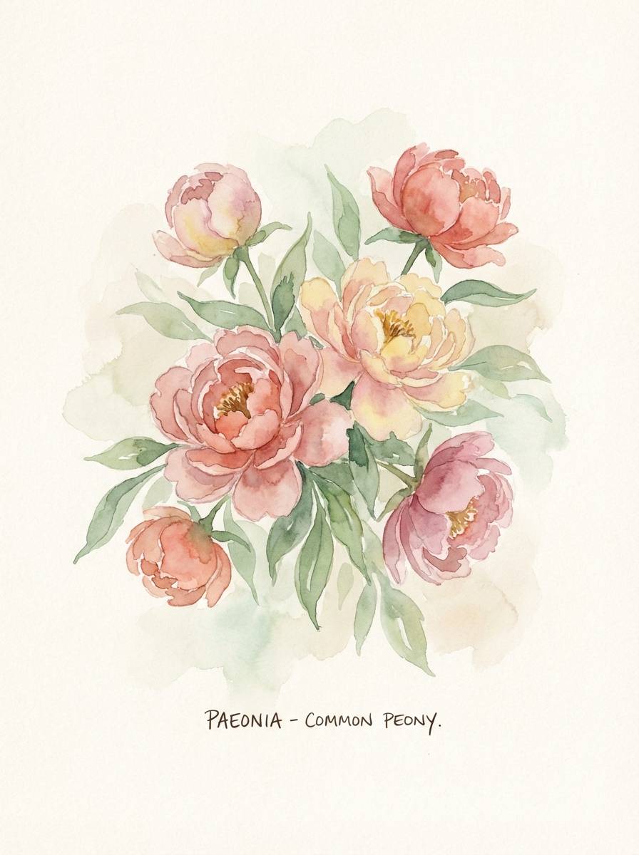 watercolor peony poster