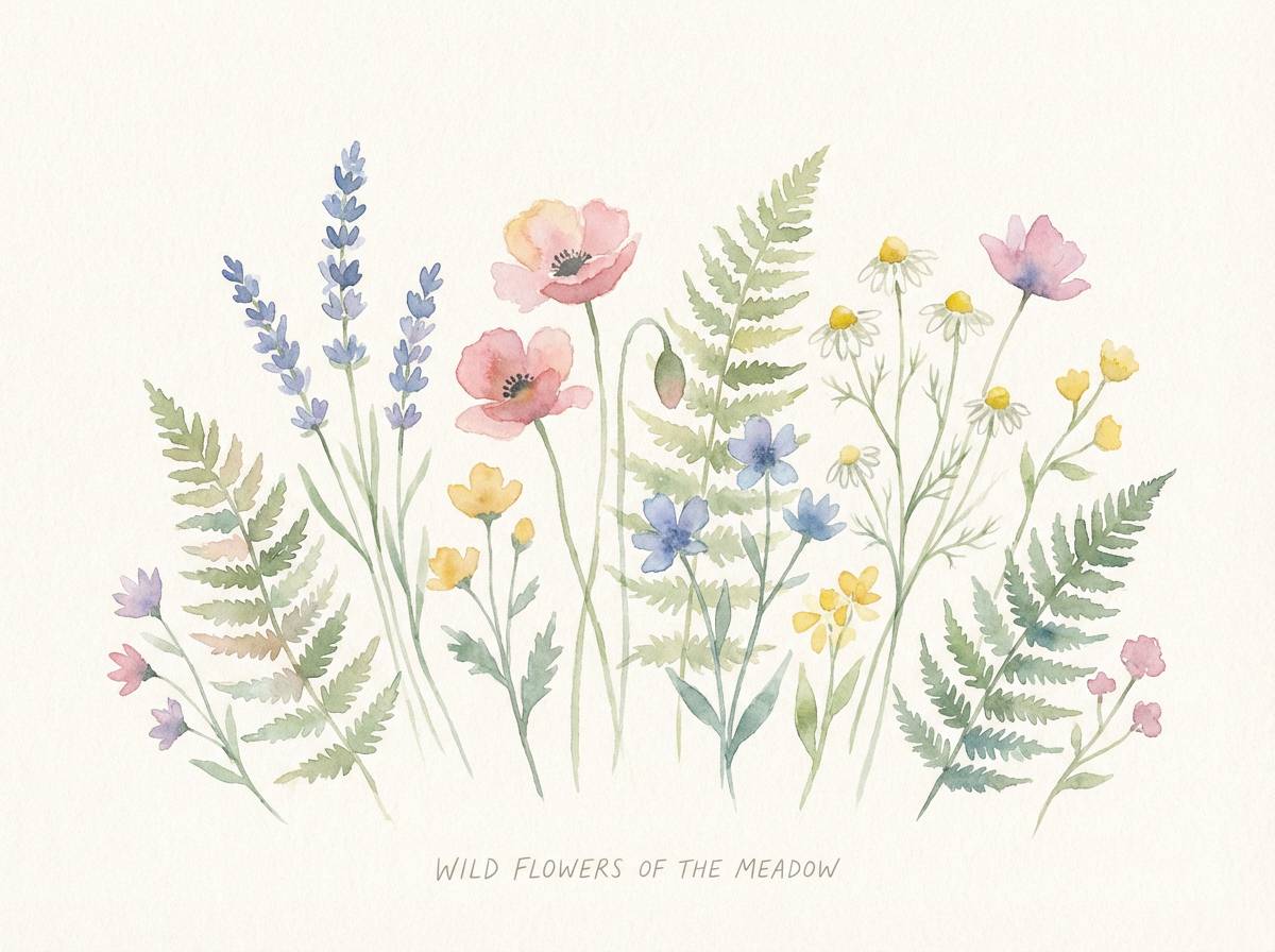 wildflower watercolor illustration