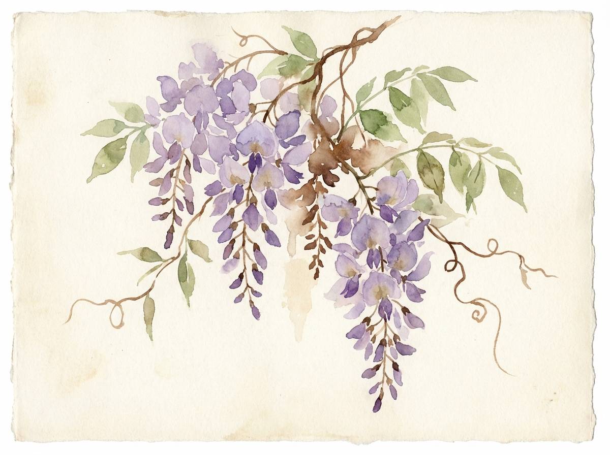 watercolor wisteria botanical