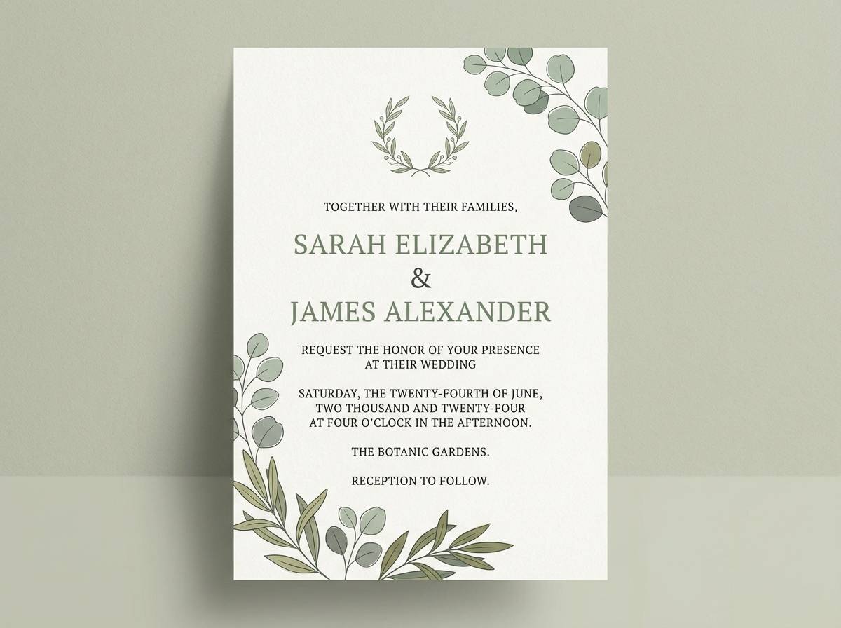 eucalyptus wedding invitation