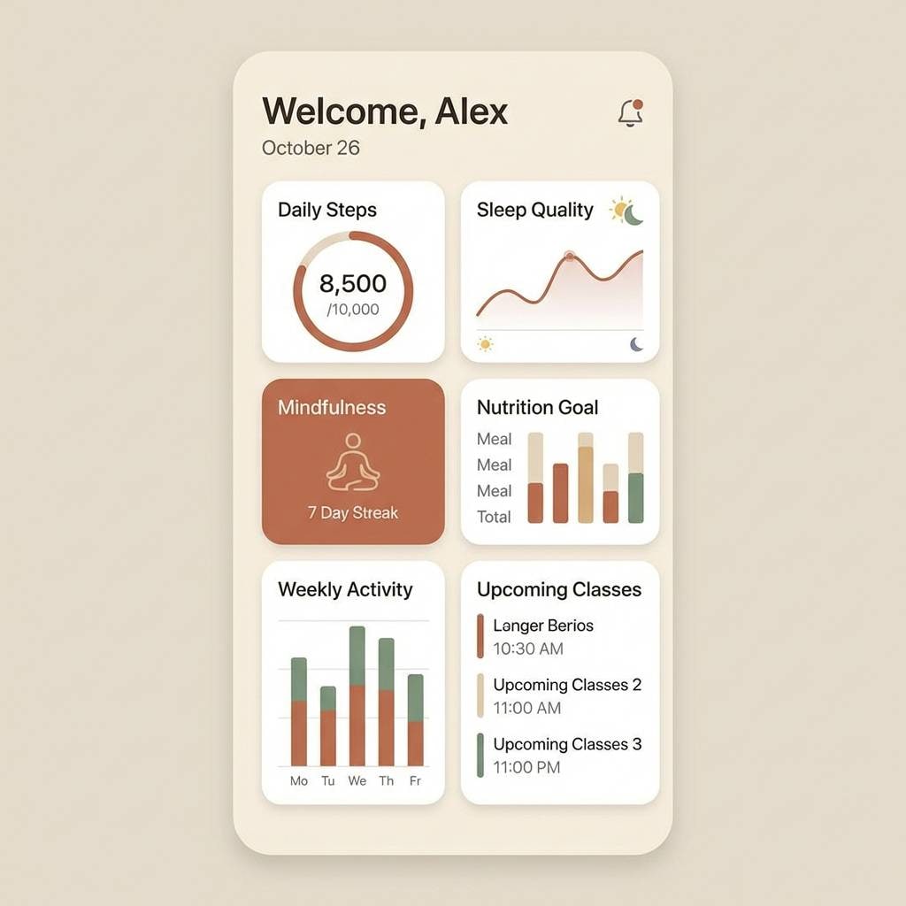 wellness app ui dashboard