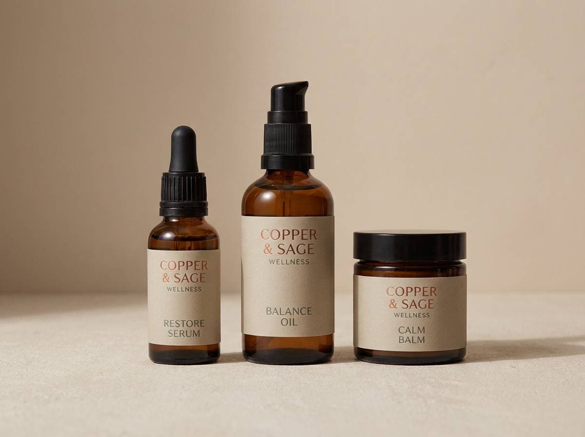 wellness labels amber bottles