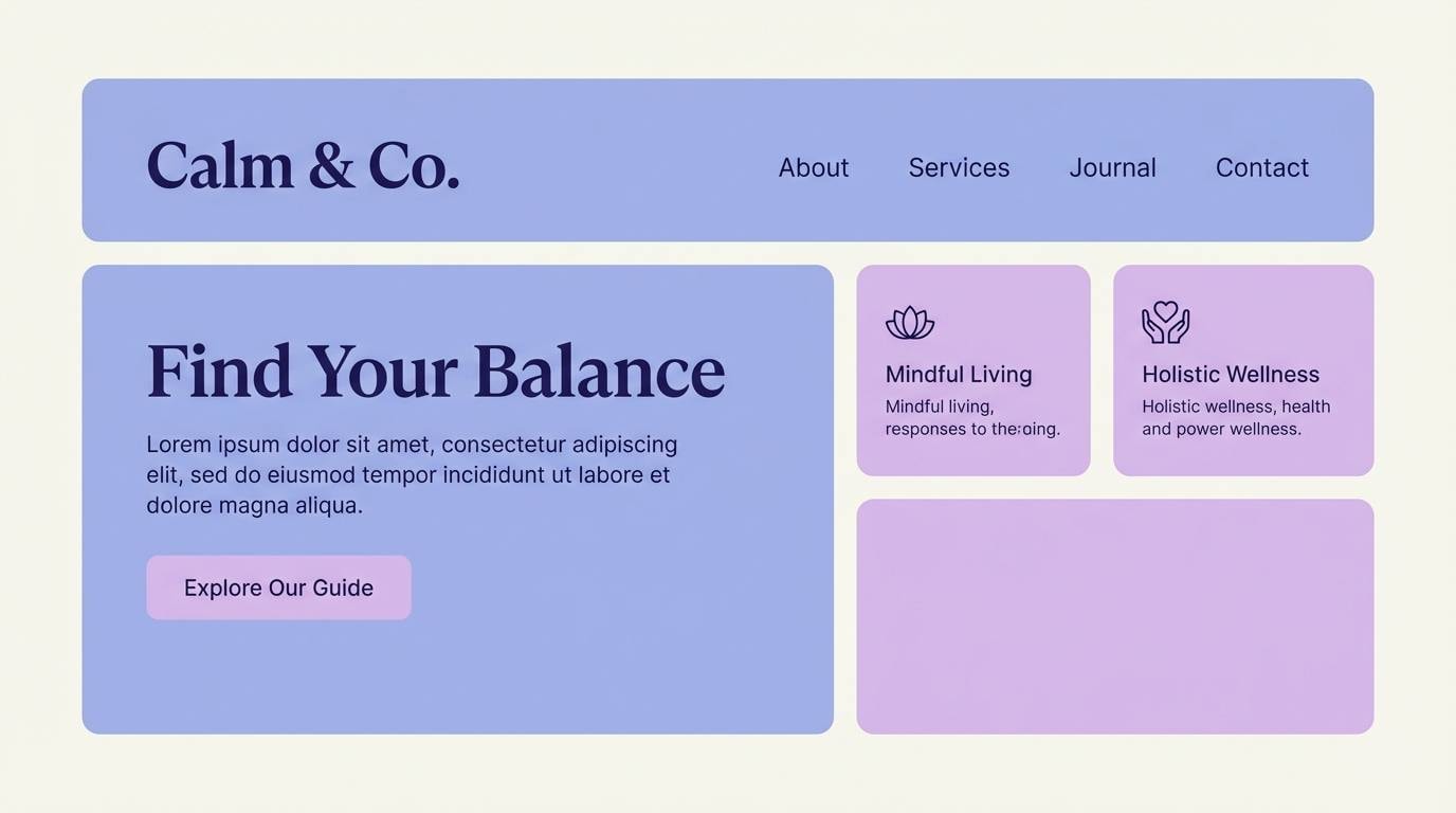 wellness landing page mockup