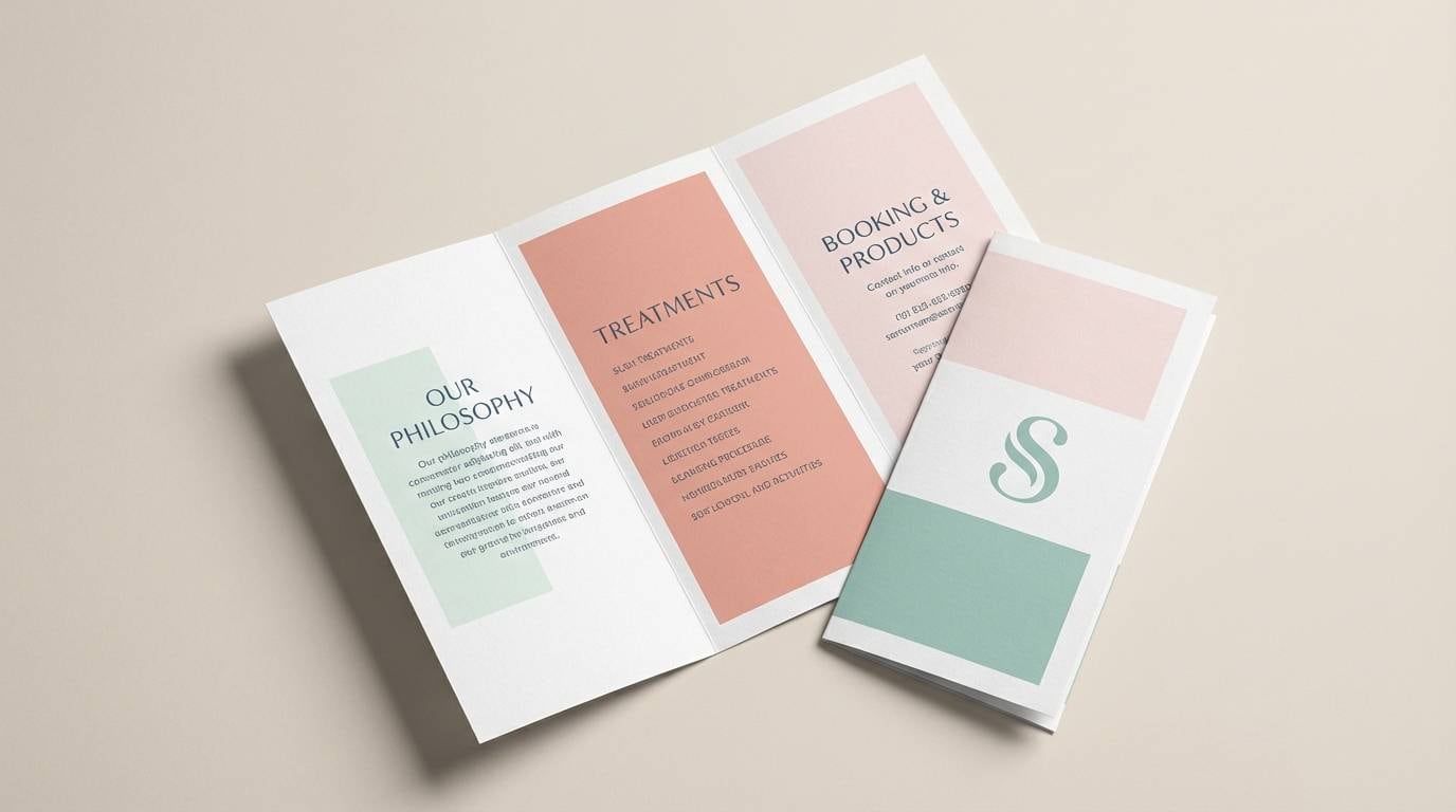 spa brochure in blush mint