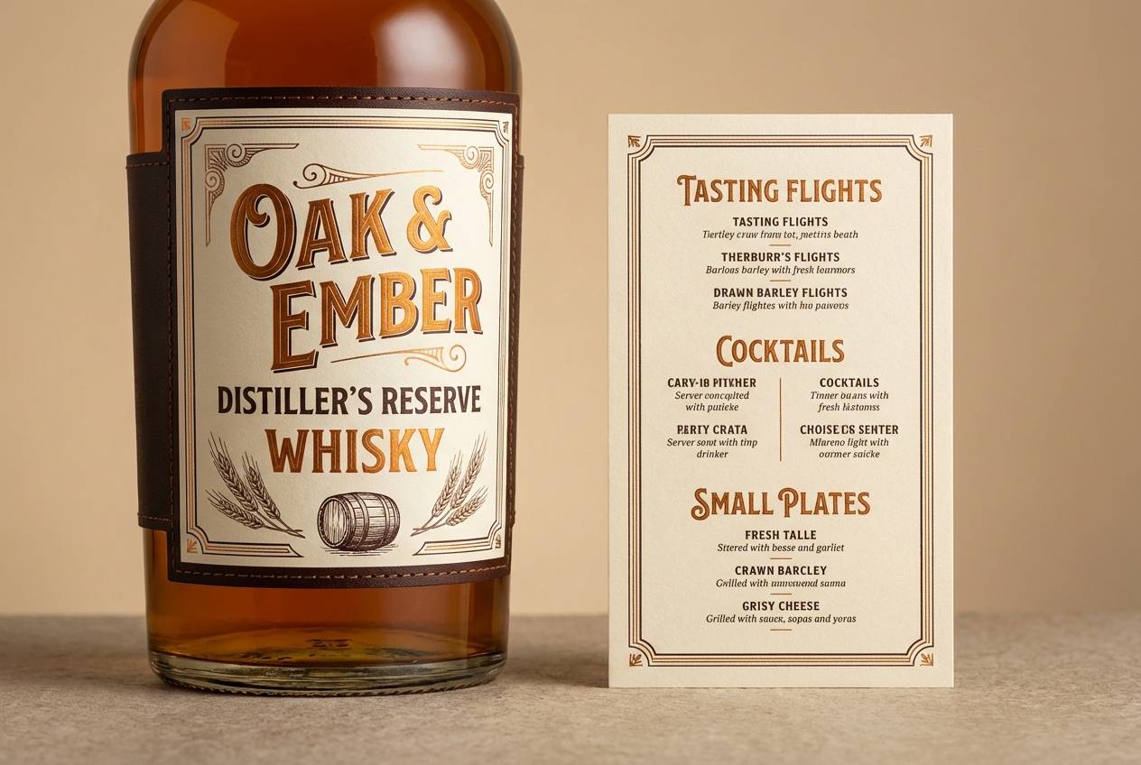 whiskey label and menu