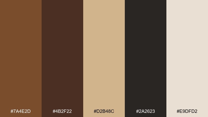 whiskey walnut color palette with hex codes