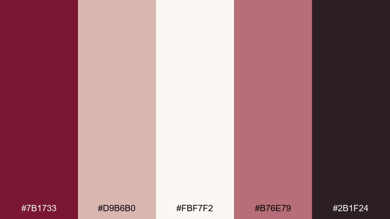 wine and pearl color palette with hex codes