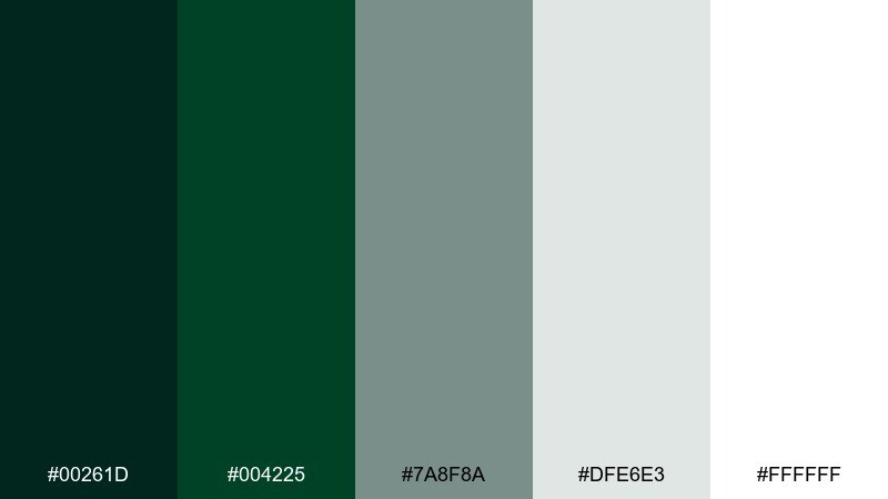 winter pine color palette with hex codes