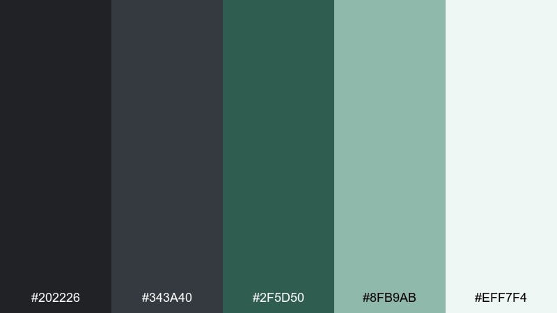 winter pine calm color palette with hex codes