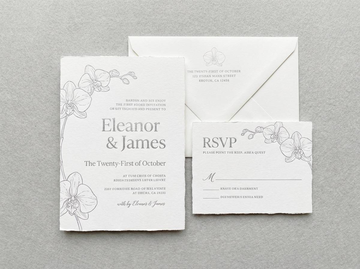 winter invitation in white and lilac