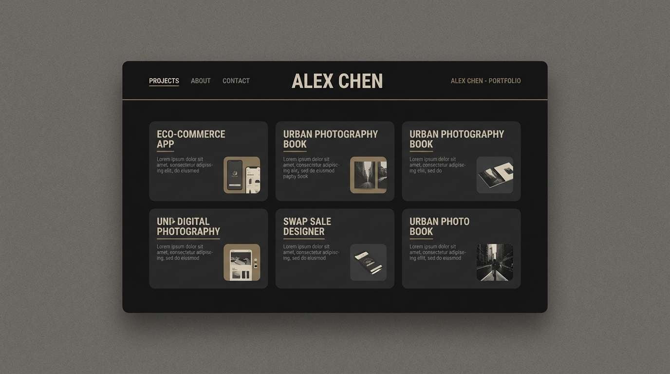 grunge portfolio ui mockup