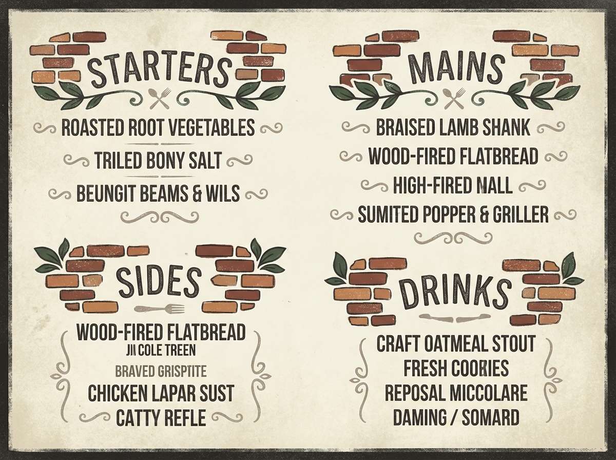 brick grunge menu layout