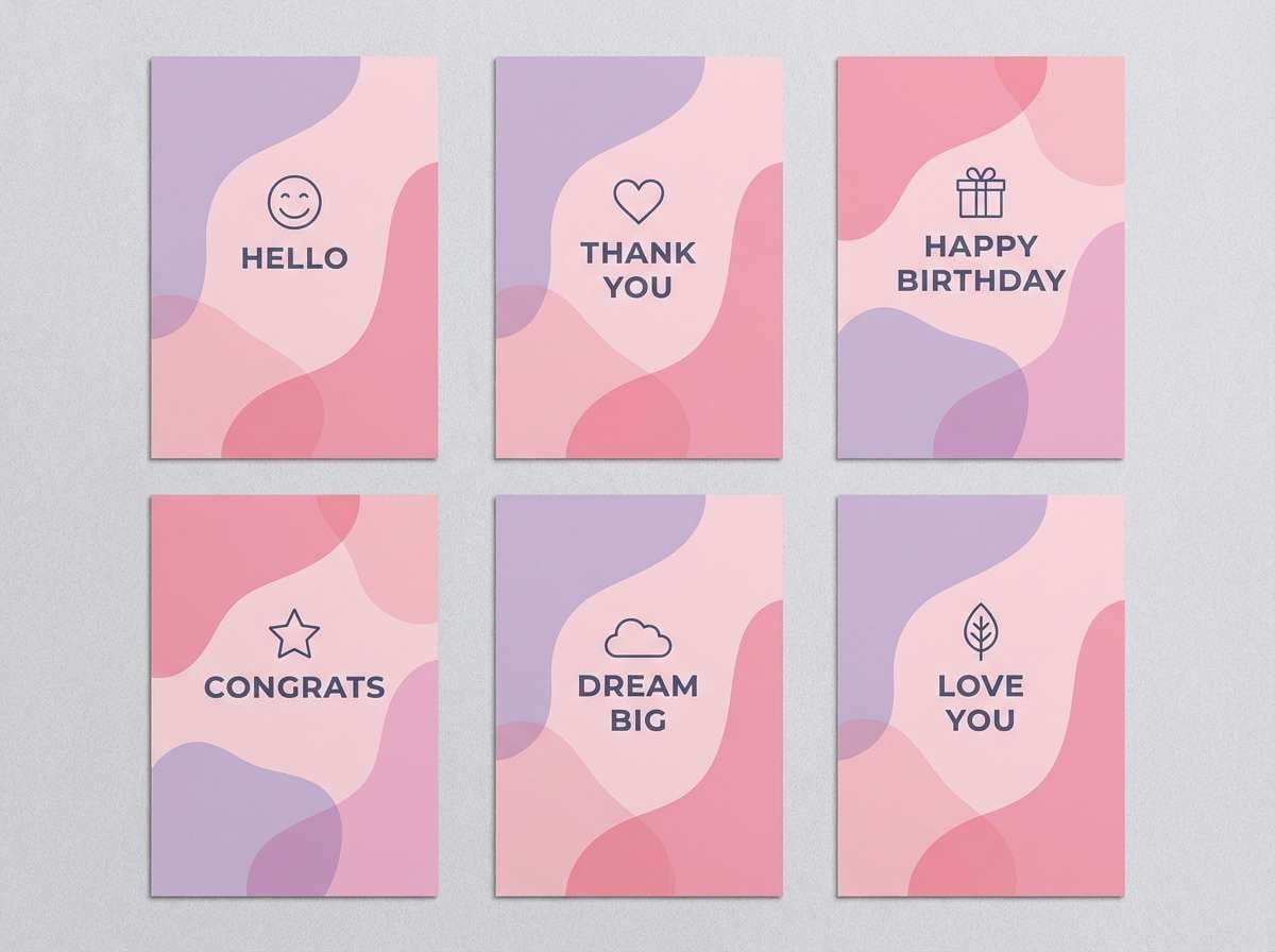 pastel greeting card set