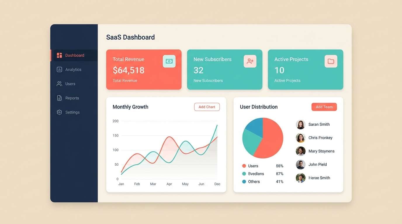saas dashboard ui mockup
