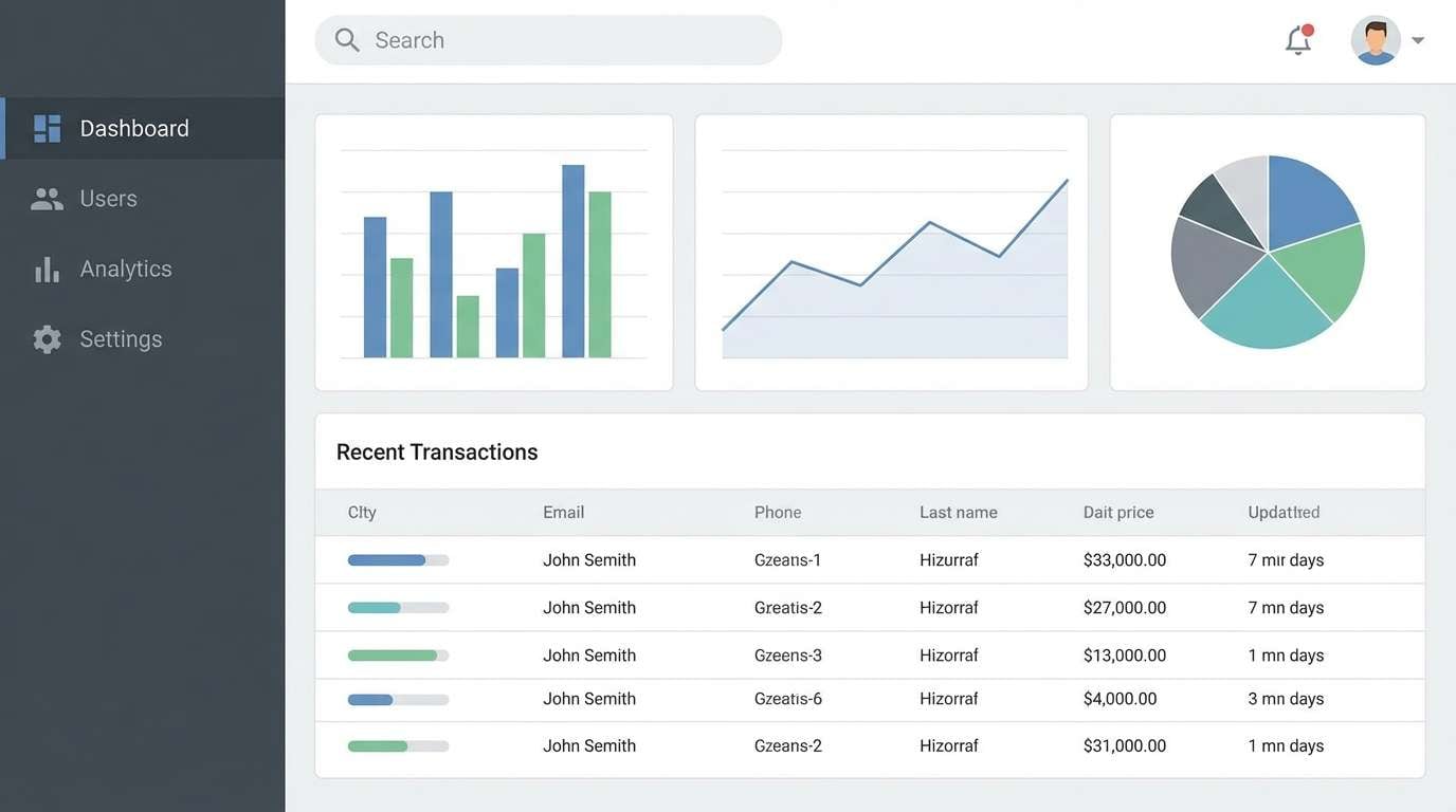 admin dashboard ui mockup