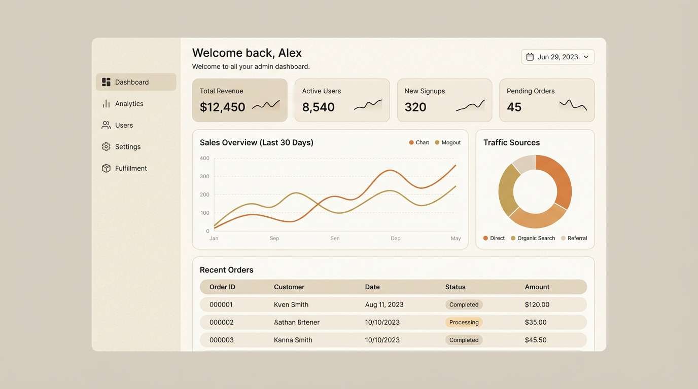 admin dashboard ui