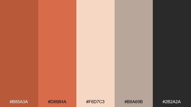 adobe sunset rust orange color palette with hex codes