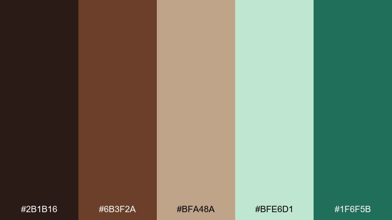 after-dinner-breeze chocolate mint color palette with hex codes