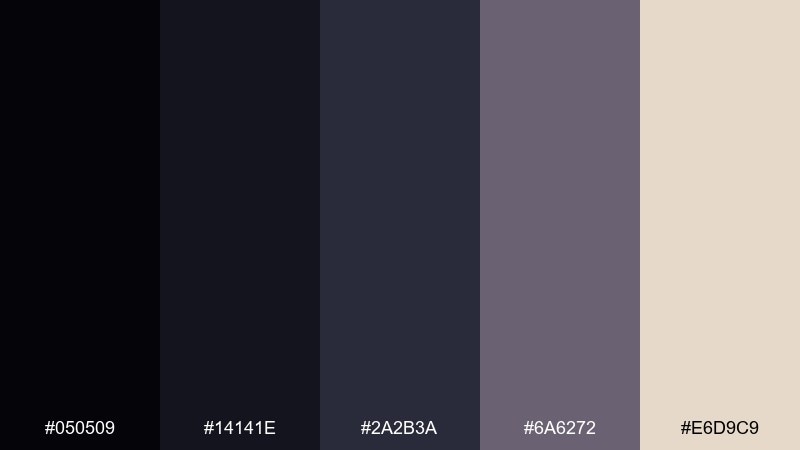 afterglow noir starry night color palette with hex codes