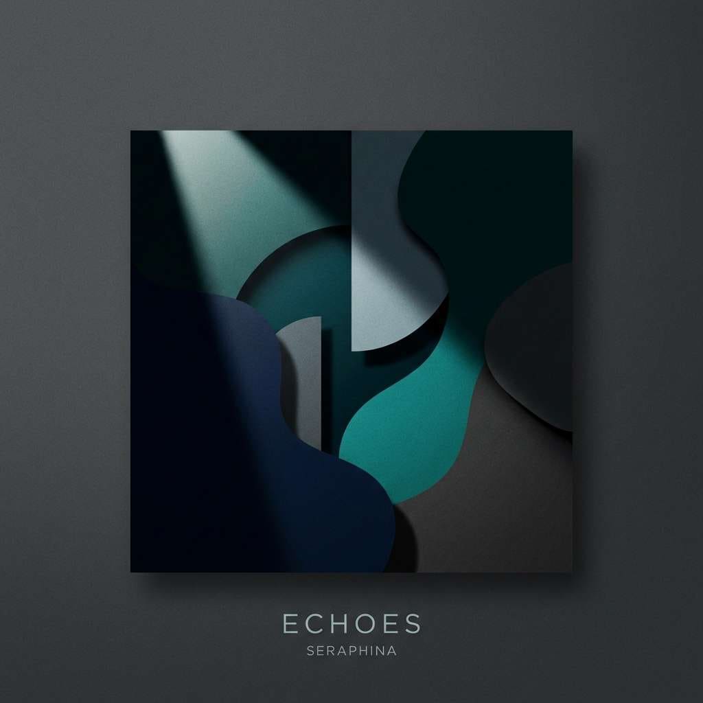 album cover in teal and charcoal