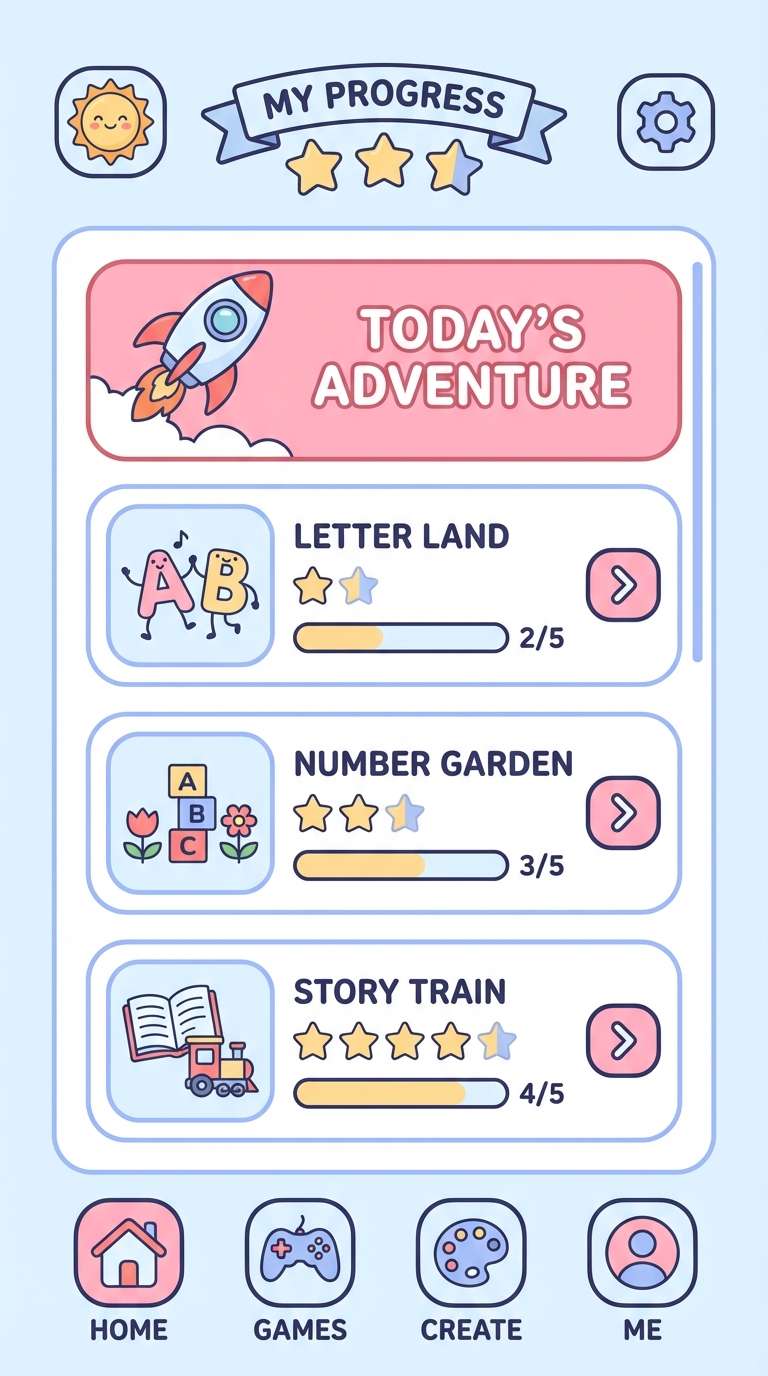 kids learning app ui