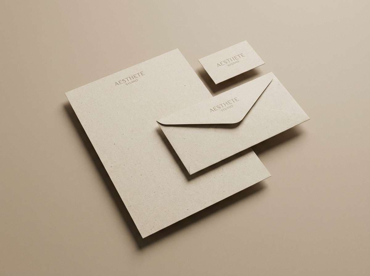 almond minimalist stationery