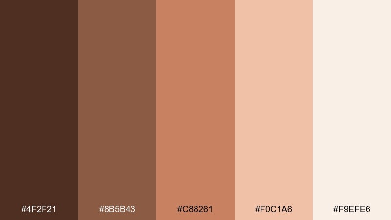 almond terracotta brown peach color palette with hex codes