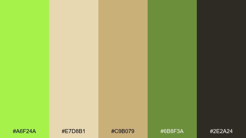 aloe and sand color palette with hex codes